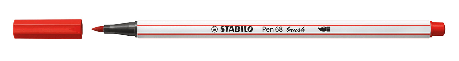 STABILO Pen 68 Brush Filzstift – Pinselspitze, 1 mm, wasservermalbar, Karmin