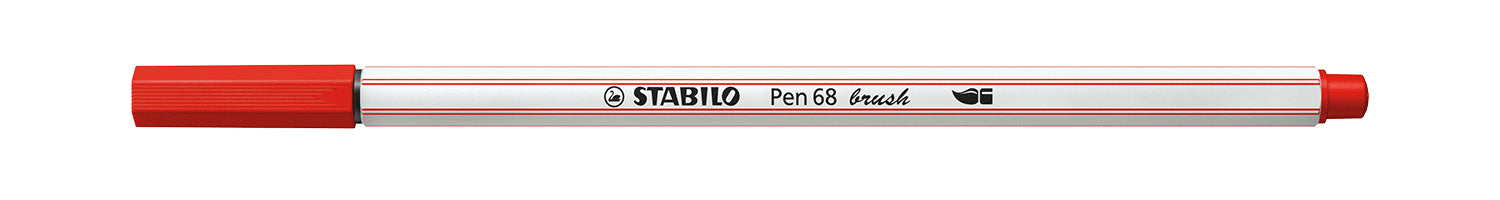 STABILO Pen 68 Brush Filzstift – Pinselspitze, 1 mm, wasservermalbar, Karmin