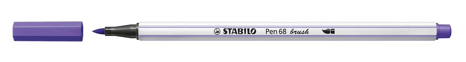 STABILO Pen 68 Brush Filzstift – Pinselspitze, 1 mm, wasservermalbar, Violett