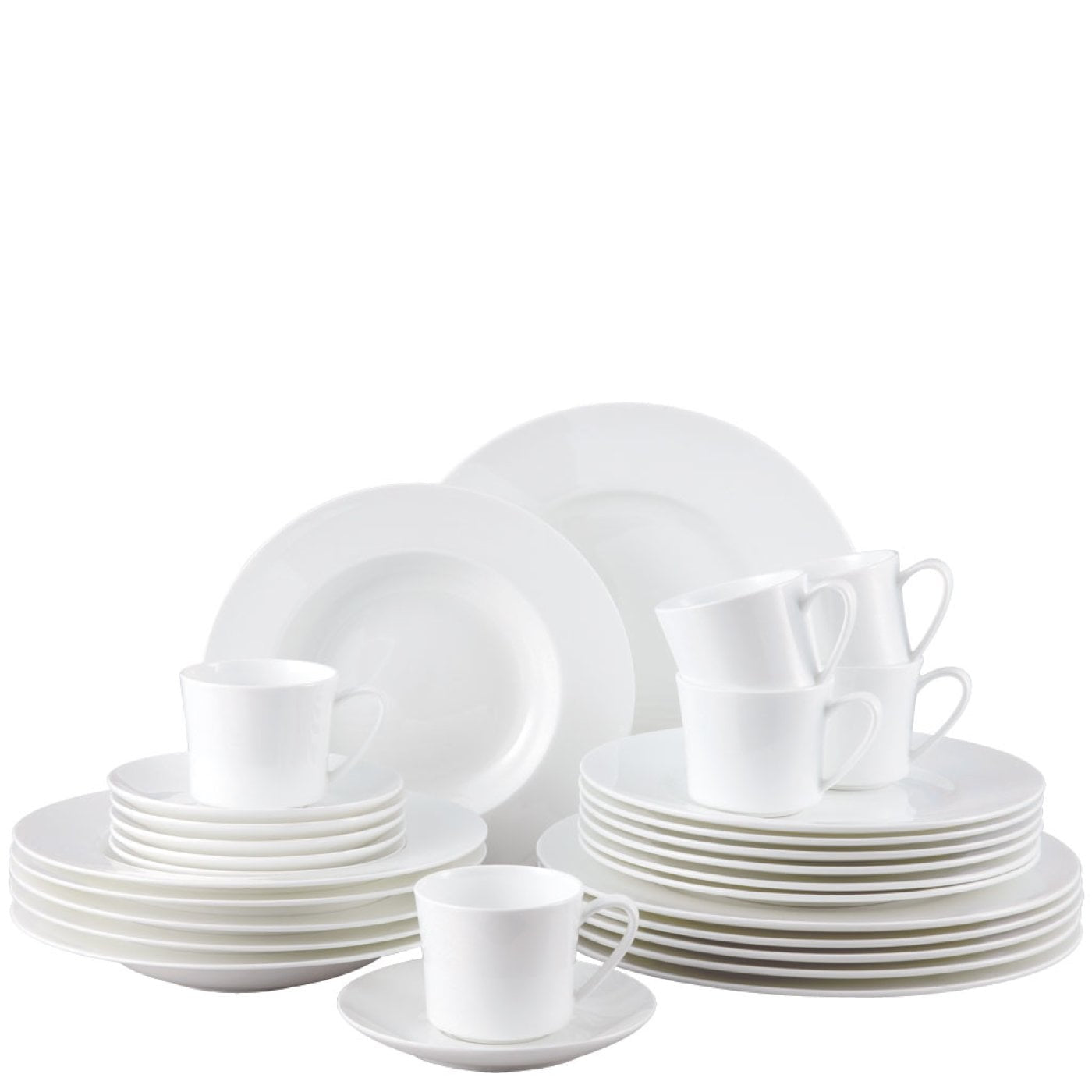 Rosenthal Geschirrset Jade – 30-teiliges Set, New Bone China, Weiss, mikrowellengeeignet, backofentauglich