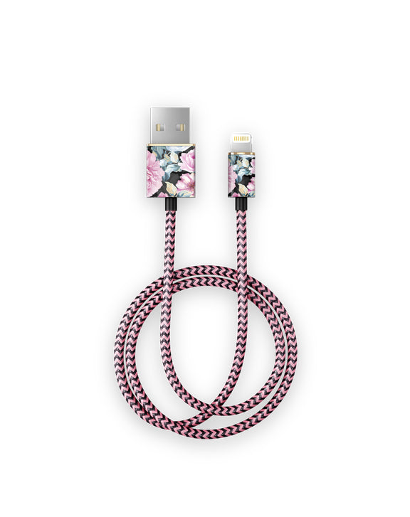 iDeal of Sweden USB-A auf Lightning Kabel, 1 m, Peony Garden, geflochten (Nylon), Schnellladen, MFi-zertifiziert
