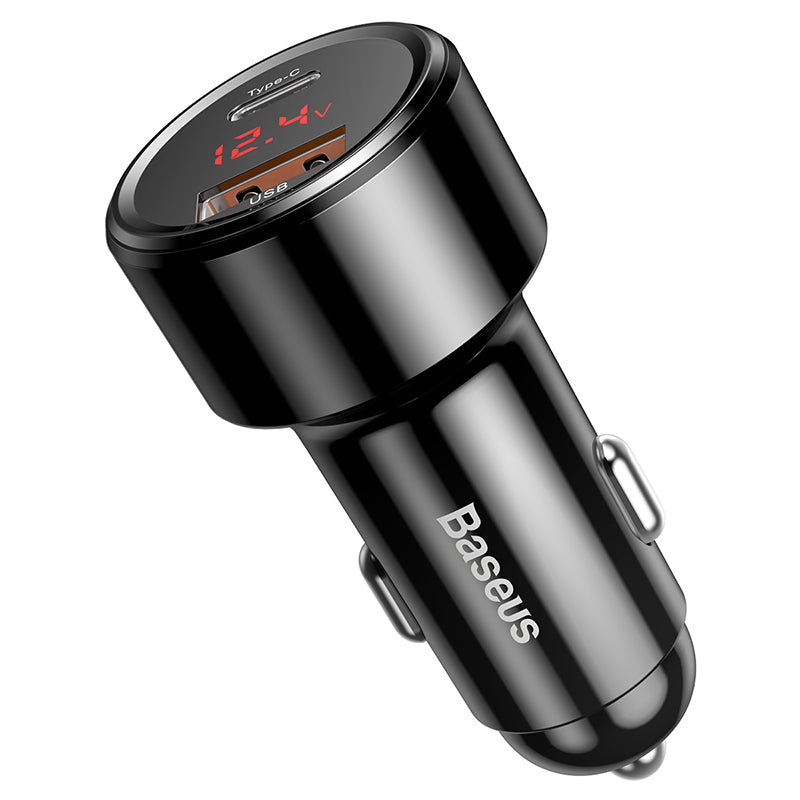 Baseus KFZ-Ladegerät – 45 W, 1× USB-C + 1× USB-A – für Fahrzeuge mit 12–24 V Zigarettenanzünder