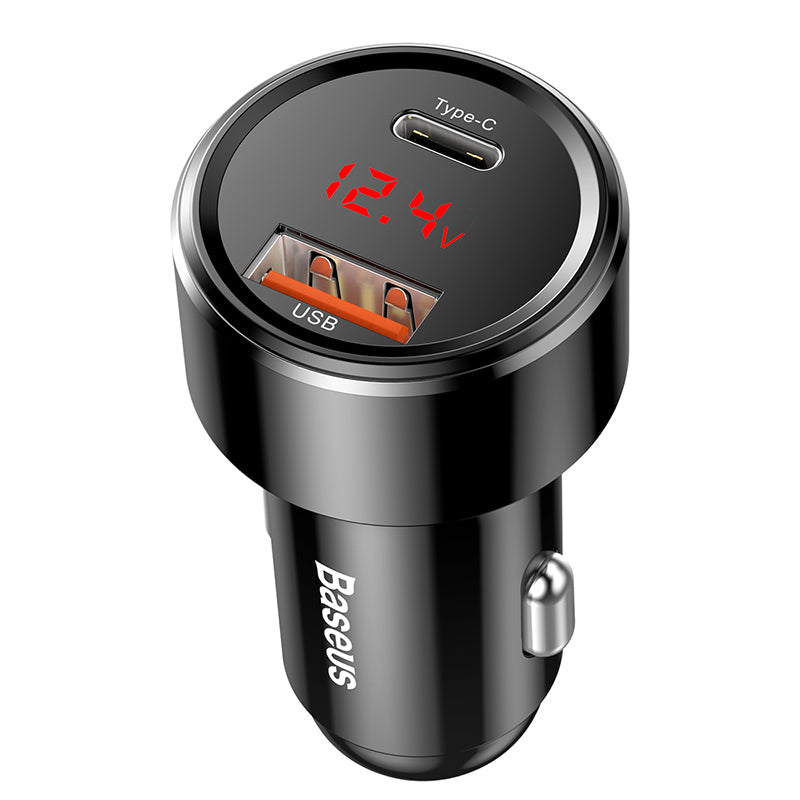 Baseus KFZ-Ladegerät – 45 W, 1× USB-C + 1× USB-A – für Fahrzeuge mit 12–24 V Zigarettenanzünder