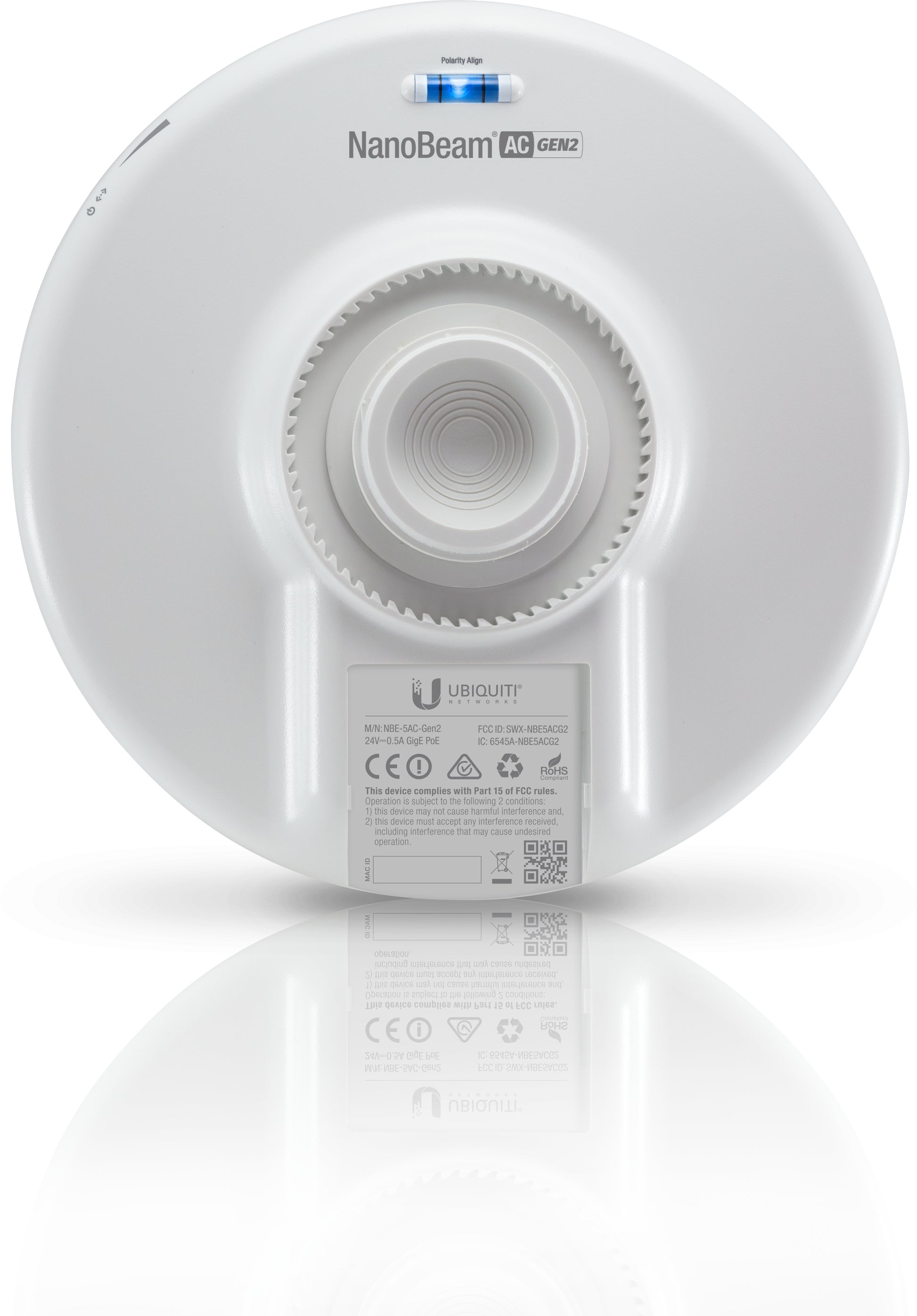 Ubiquiti NanoBeam 5AC Gen2 NBE-5AC-GEN2 – 5 GHz Funkbrücke, 2× GbE, PoE, bis 15,0 km, 450 Mbit/s, Weiss