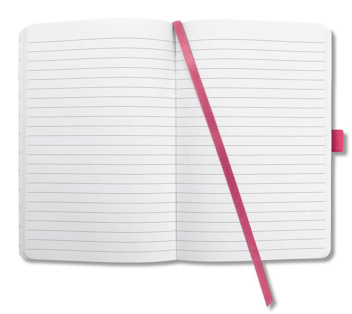 Sigel Notizbuch A5, liniert, Fadenheftung, Hardcover, 174 Seiten, perforiert, 80 g/m² – fuchsia