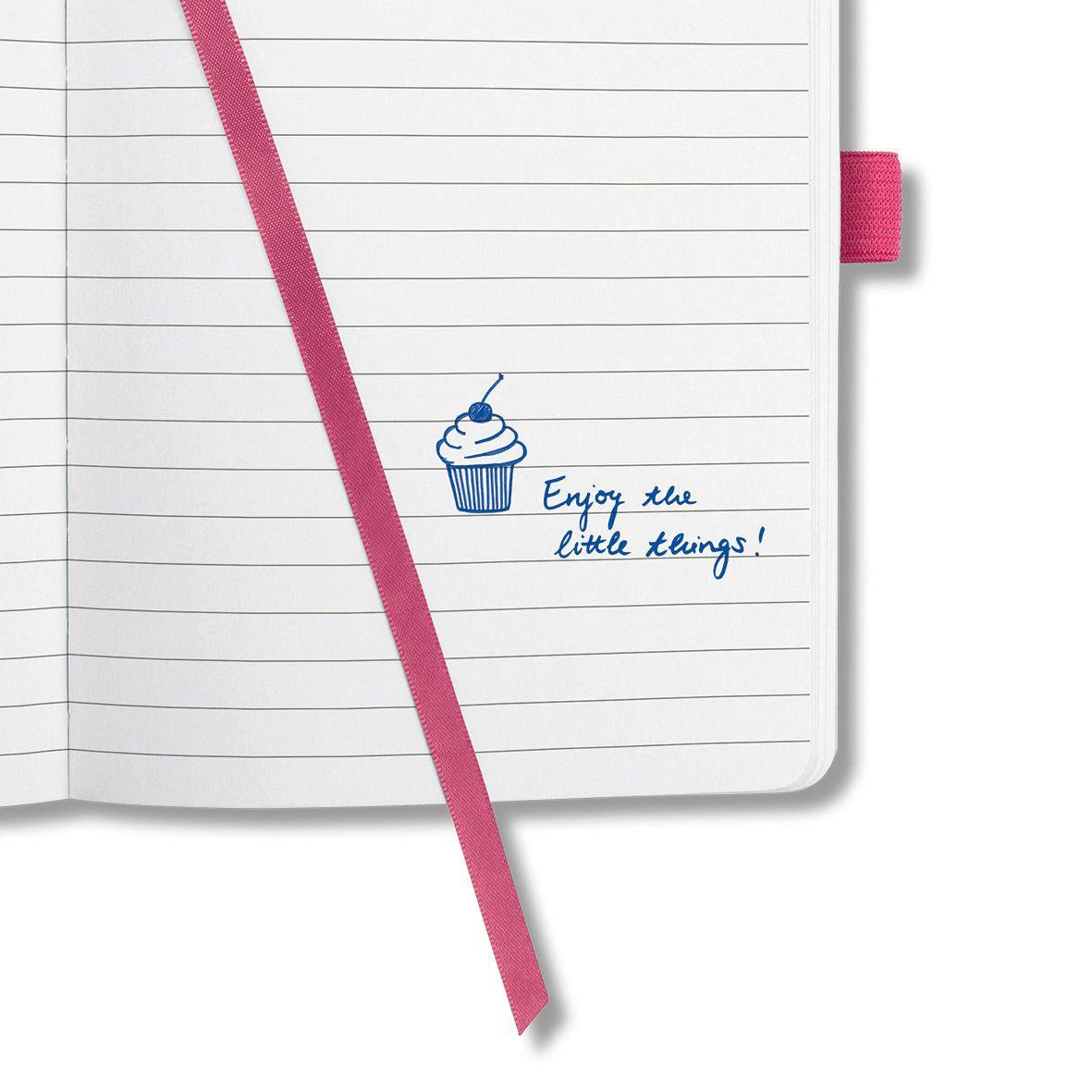Sigel Notizbuch A5, liniert, Fadenheftung, Hardcover, 174 Seiten, perforiert, 80 g/m² – fuchsia