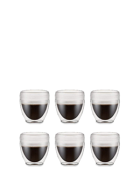 Bodum Pavina Becher – 6er Set, 250 ml, Ø 8,9 cm, Kunststoff, Transparent, doppelwandig, spülmaschinenfest