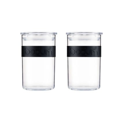 Bodum Vorratsdose 600 ml, Ø 9,5 × 15,5 cm, Kunststoff, Schwarz/Transparent, 2er-Set