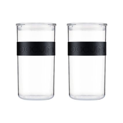Bodum Vorratsglas – 2 l, Kunststoff, schwarz, Deckel, spülmaschinenfest, stapelbar, 2 Stück