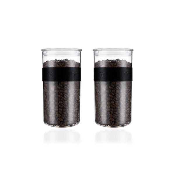 Bodum Vorratsglas – 2 l, Kunststoff, schwarz, Deckel, spülmaschinenfest, stapelbar, 2 Stück
