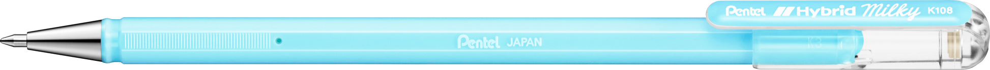 Pentel Hybrid Gel Milky Gelschreiber – Hellblau, 0,4 mm, für dunkles Papier, Kappe