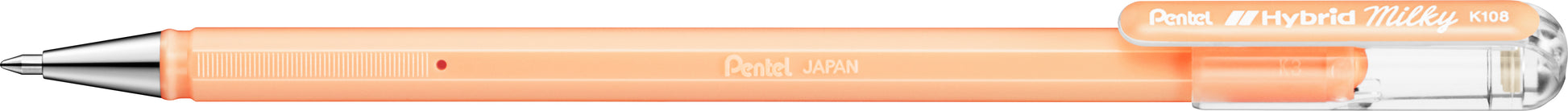 Pentel Hybrid Gel Milky Gelschreiber – orange, 0,4 mm, für dunkles Papier, Kappe