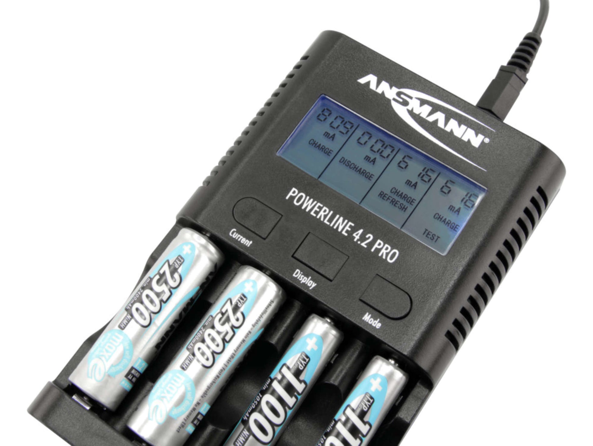 Ansmann Powerline 4.2 Pro Batterieladegerät 4× – für NiMH AA/AAA – LCD-Display