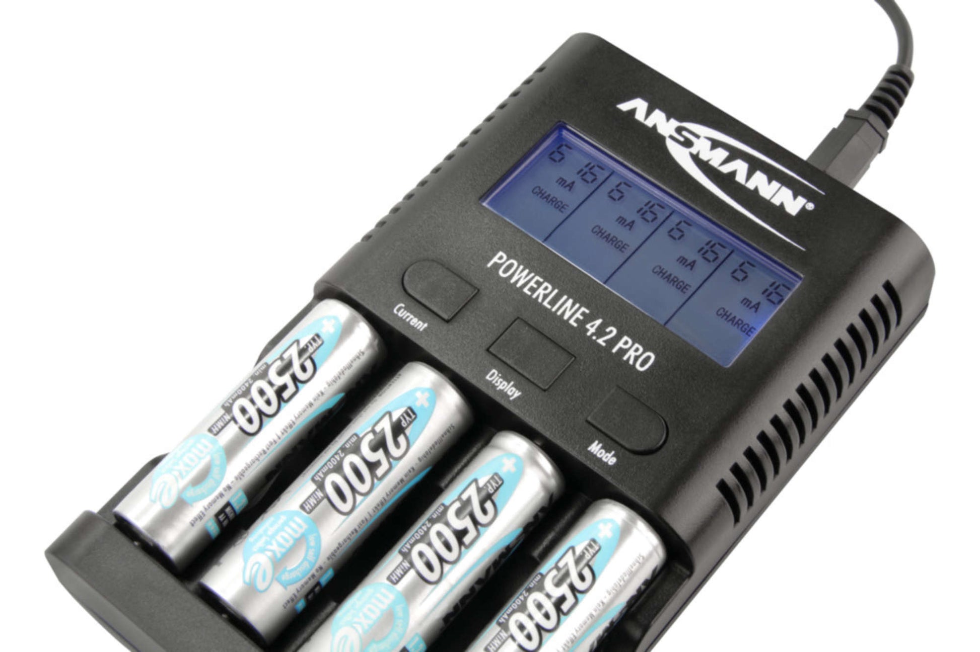 Ansmann Powerline 4.2 Pro Ladegerät – 5 W, 1× USB, mit LCD-Display – für AA, AAA (NiMH)