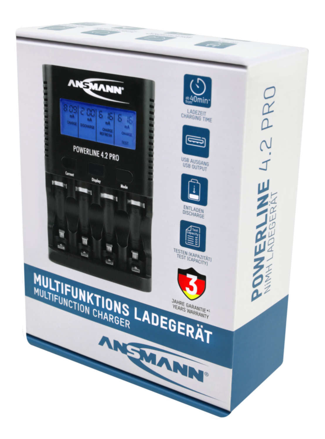 Ansmann Powerline 4.2 Pro Ladegerät – 5 W, 1× USB, mit LCD-Display – für AA, AAA (NiMH)