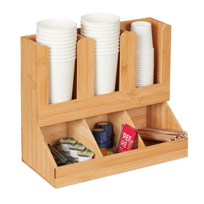 Relaxdays Kaffeekapselhalter für 6 Kapseln, Bambus, Hellbraun