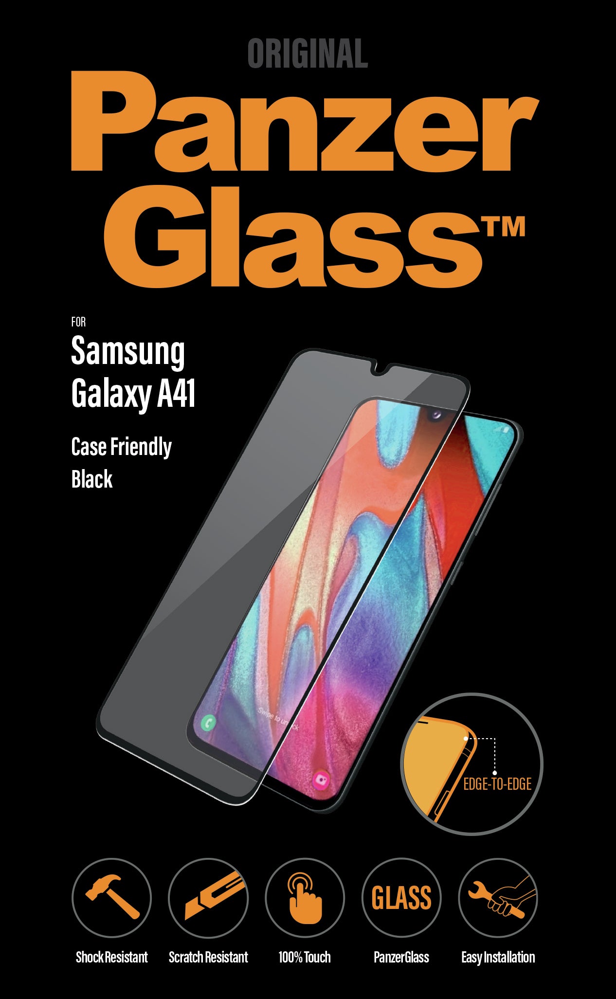 PanzerGlass Displayschutz (Panzerglas), Case Friendly – für Galaxy A41