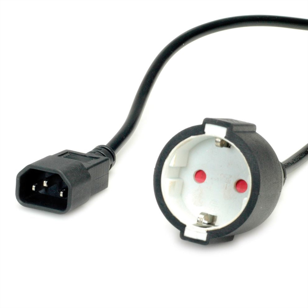 VALUE Netzkabel – Schuko (Typ F)–IEC C14, 0,3 m, 250 V/10 A, schwarz, für USV-Ausgang