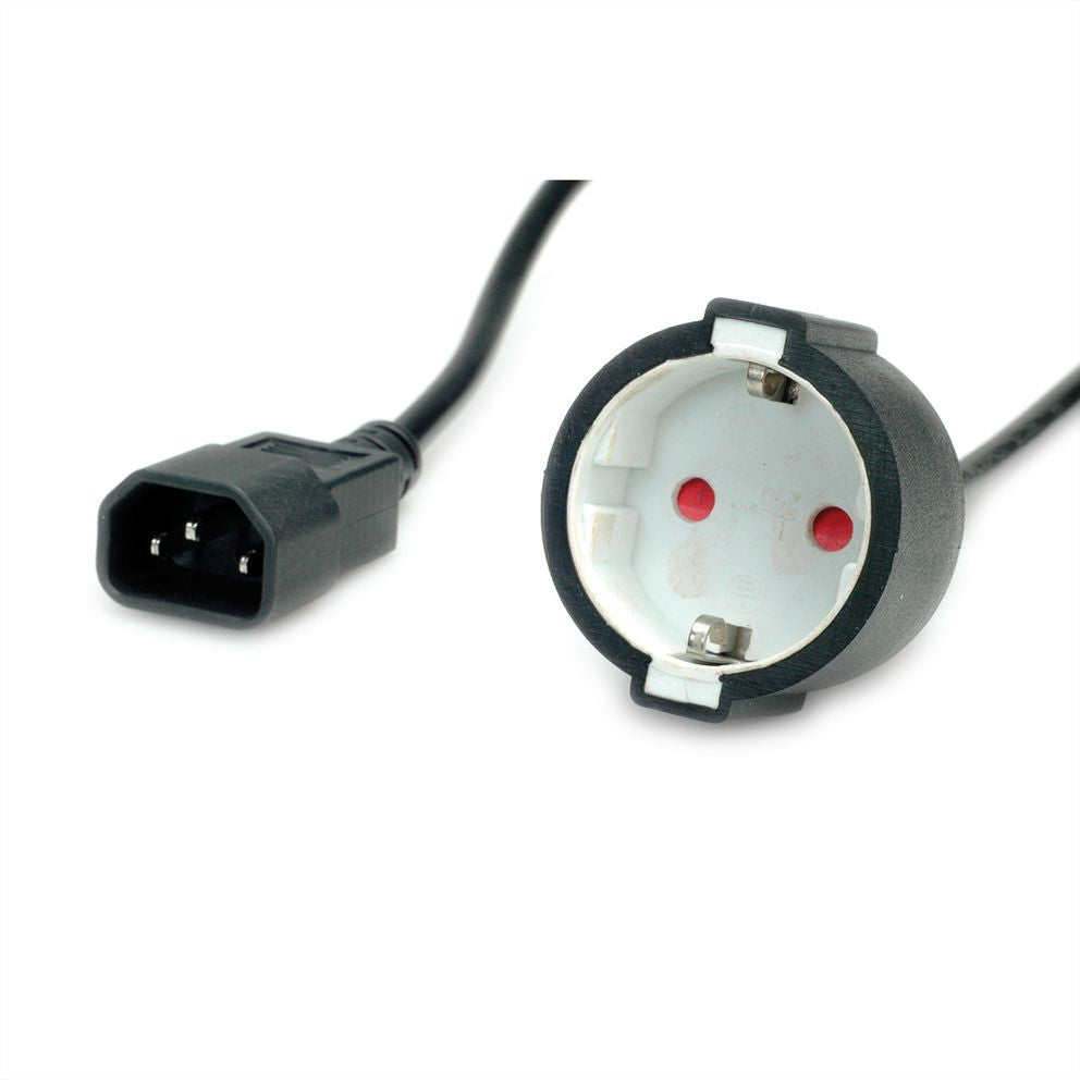 VALUE Netzkabel – Schuko (Typ F)–IEC C14, 0,3 m, 250 V/10 A, schwarz, für USV-Ausgang