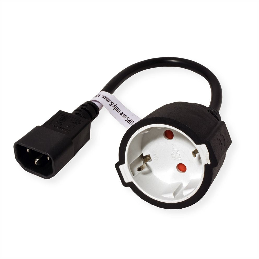 VALUE Netzkabel – Schuko (Typ F)–IEC C14, 0,3 m, 250 V/10 A, schwarz, für USV-Ausgang