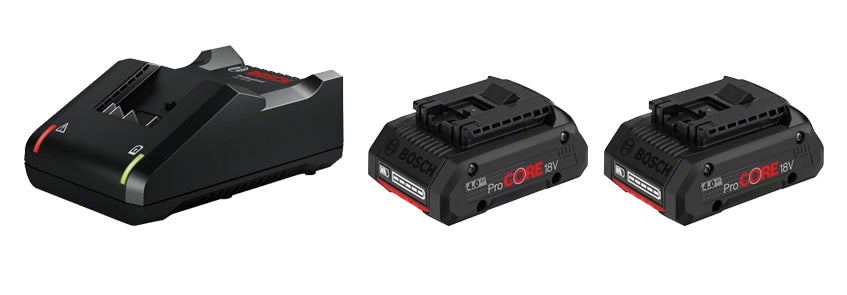 Bosch Professionelles Akku- & Ladegerät-Set 18 V 4,0 Ah – 2 Stk Akkus, 1 Stk Ladegerät – für AMPShare 18 V
