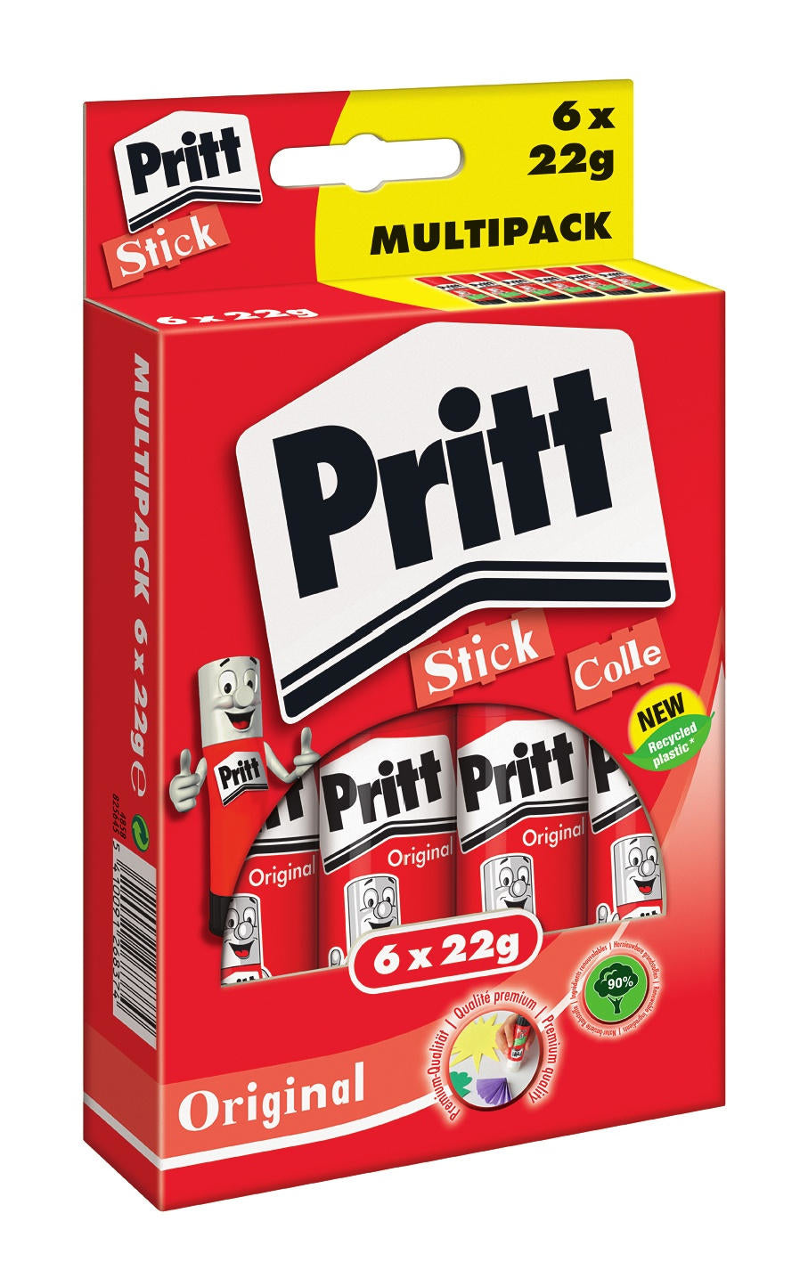 Pritt Klebestift – 6 × 22 g, für Papier, Karton, Stoff