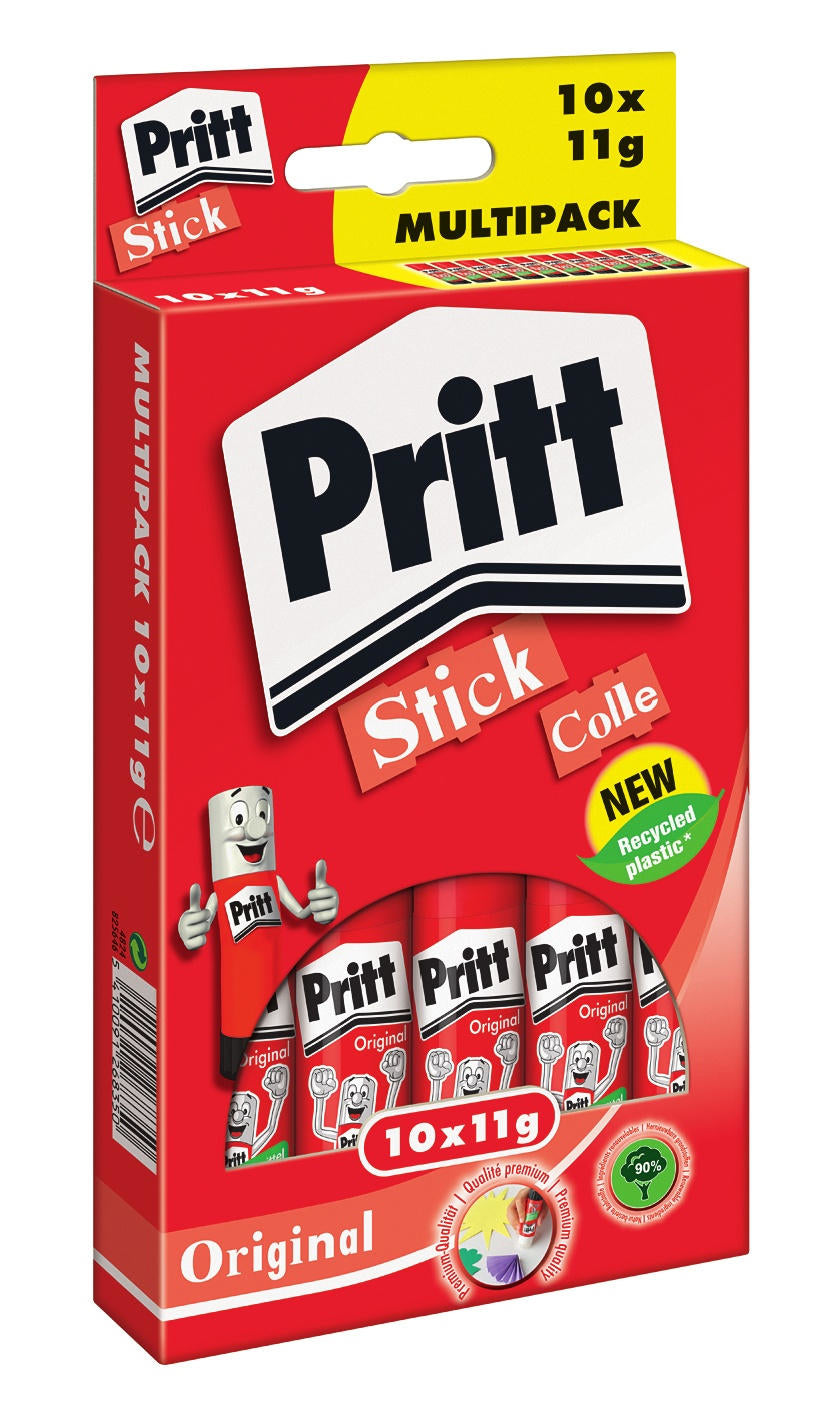 Pritt Klebestift – 10er-Pack à 11 g, für Papier, Karton, Stoff