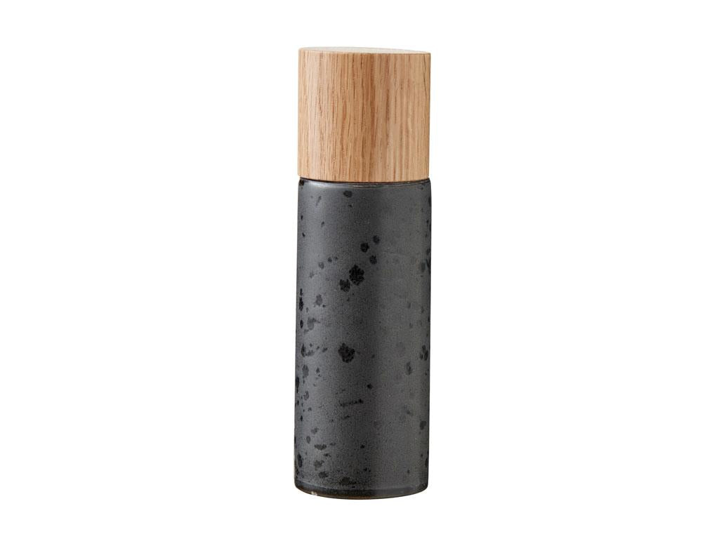 BITZ Salz- und Pfeffermühle Ø 5 × 16,7 cm, Holz/Keramik, Schwarz, 2er-Set