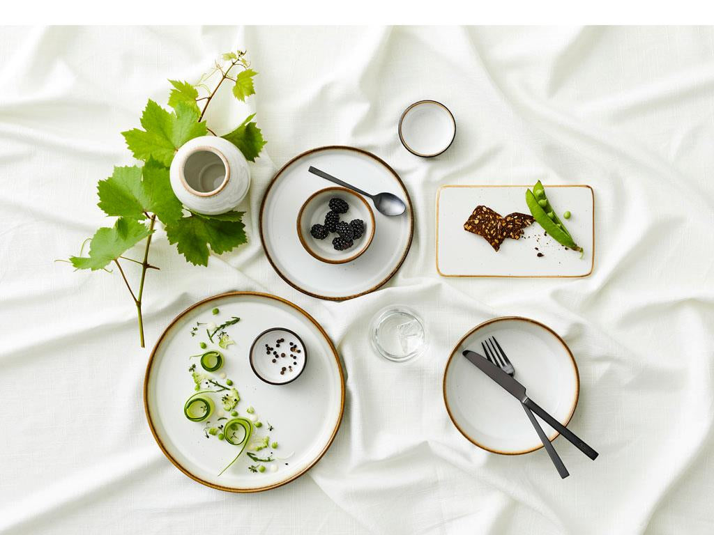BITZ Speiseteller – 6er Set, Ø 27 cm, H 2,5 cm, Steinzeug, Grau/Creme, spülmaschinenfest, mikrowellengeeignet