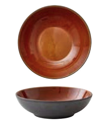 BITZ Pastateller – 6er Set, Ø 20,0 cm, H 6,0 cm, Steinzeug, Schwarz/Bernstein, spülmaschinenfest, mikrowellensicher