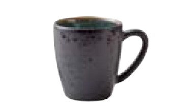 BITZ Kaffeetasse – 6er Set, 190 ml, Ø 6,8 cm, Steinzeug, Schwarz/Grün, spülmaschinenfest, mikrowellengeeignet