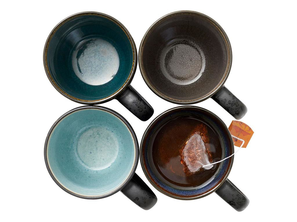 BITZ Kaffeetasse – 4er Set, 300 ml, Ø 8 cm, Steinzeug, Schwarz, spülmaschinenfest, mikrowellengeeignet