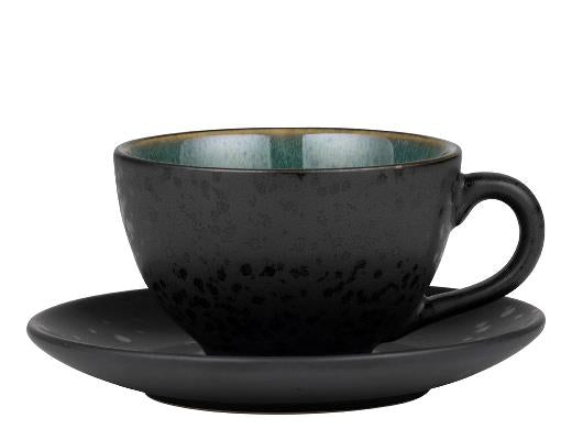 BITZ Kaffeetasse – 6er Set, 240 ml, Ø 10 cm, Steinzeug, Schwarz/Grün, spülmaschinenfest, mikrowellengeeignet