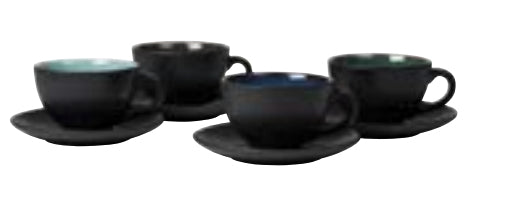 BITZ Kaffeetasse – 4er Set, 240 ml, Ø 10,0 cm, Steingut, Mehrfarbig, spülmaschinenfest, mikrowellengeeignet