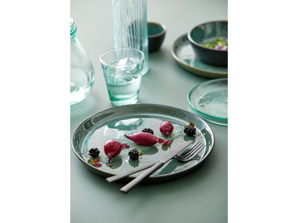 BITZ Speiseteller – 6er Set, Ø 27 cm, Steinzeug, Grün, spülmaschinenfest, mikrowellengeeignet