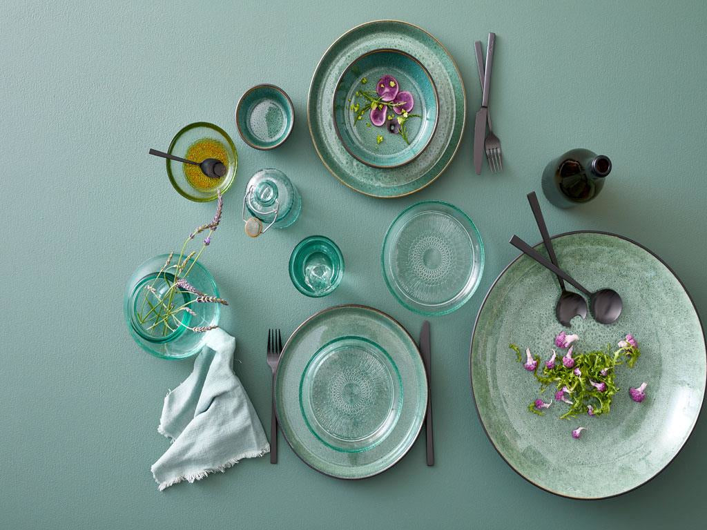 BITZ Dessertteller – 6er Set, Ø 21,0 cm, Steinzeug, Grün, spülmaschinenfest, mikrowellengeeignet