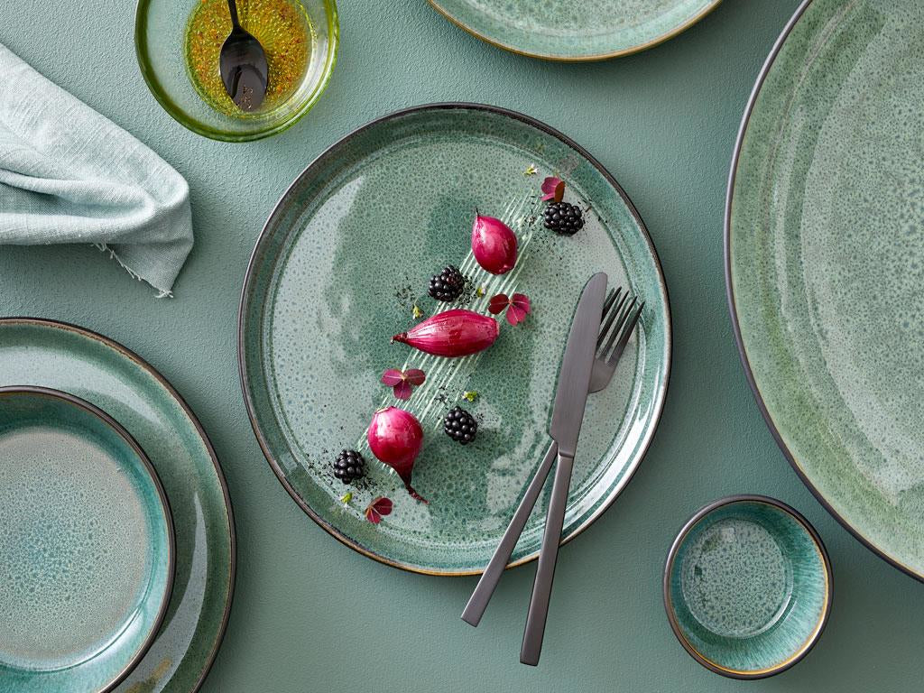 BITZ Dessertteller – 6er Set, Ø 21,0 cm, Steinzeug, Grün, spülmaschinenfest, mikrowellengeeignet