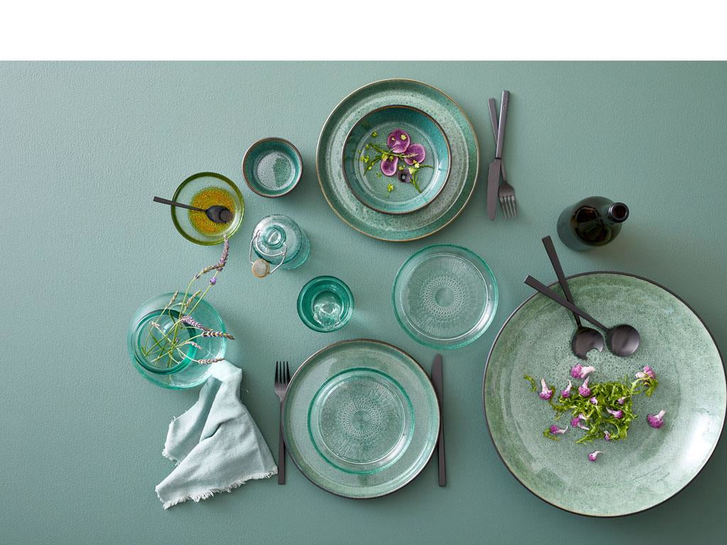 BITZ Speiseteller – 6er Set, Ø 27 cm, Steinzeug, Grün, spülmaschinenfest, mikrowellengeeignet
