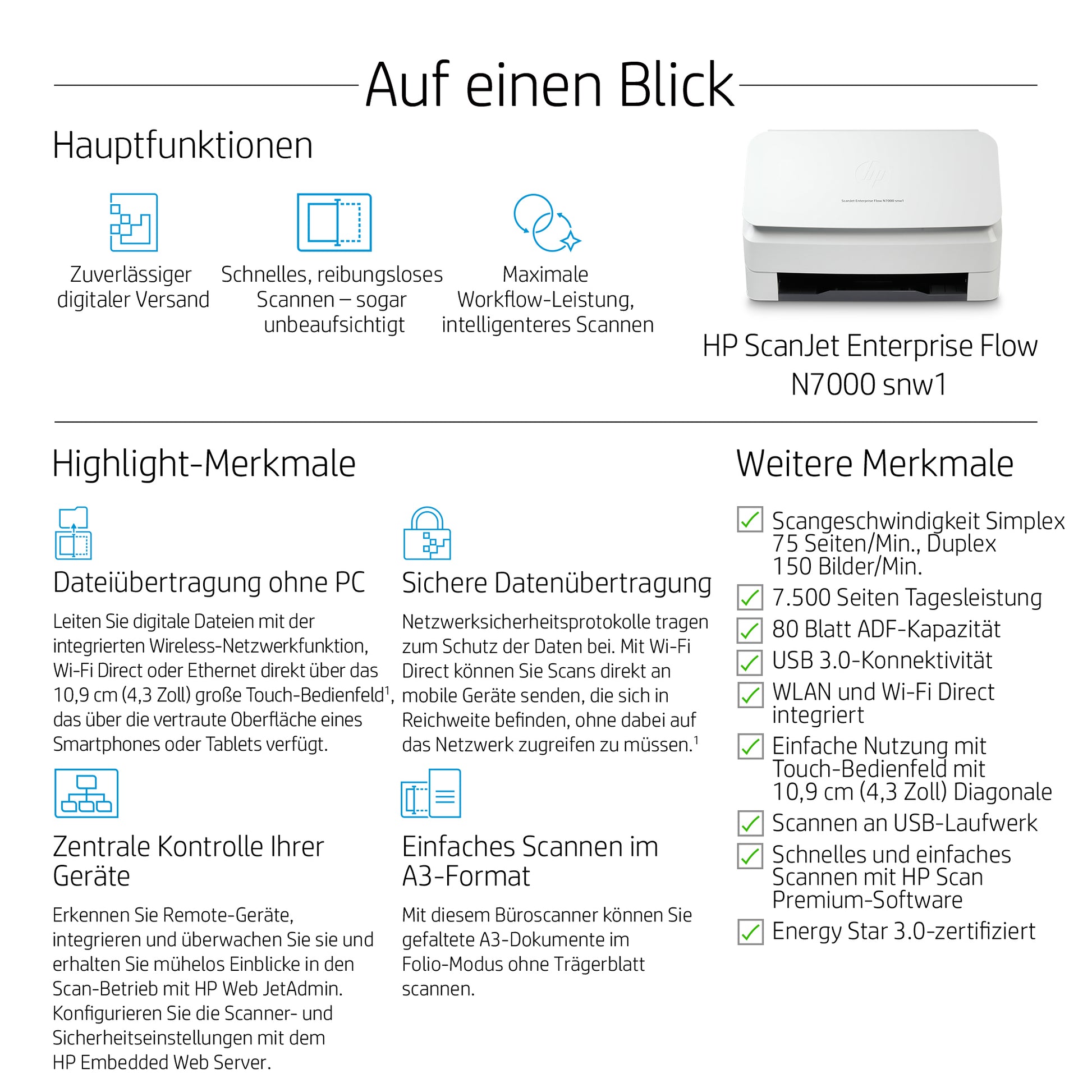 HP Scanjet Enterprise Flow N7000 – Dokumentenscanner, A4, 600 dpi