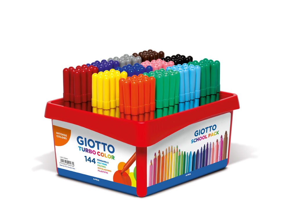Giotto Filzstifte Turbo Color, Strichbreite 2,8 mm, auswaschbar, 12 Farben, 144 Stk.