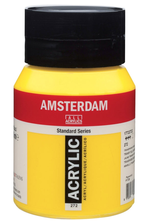 Royal Talens Amsterdam Standard Acrylfarbe – Gelb (Transp. gelb M), transparent – 500 ml – für Stein