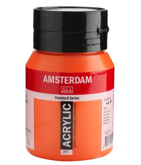 Royal Talens Amsterdam Standard Acrylfarbe – Zinnober, wasserfest – Flasche, 500 ml