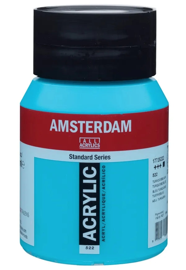 Royal Talens Amsterdam Standard Acrylfarbe – Türkisblau, wasserfest – 500 ml, Flasche