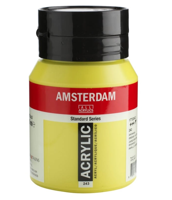 Royal Talens AMSTERDAM Standard Acrylfarbe – Grüngelb, wasserfest – 500 ml