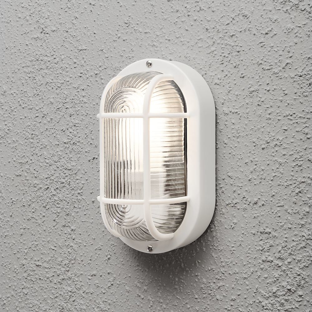 Konstsmide Aussenwandleuchte – 12×20 cm – 40 W, 2700 K – IP44 – Netzbetrieb – dimmbar – Weiss, Kunststoff