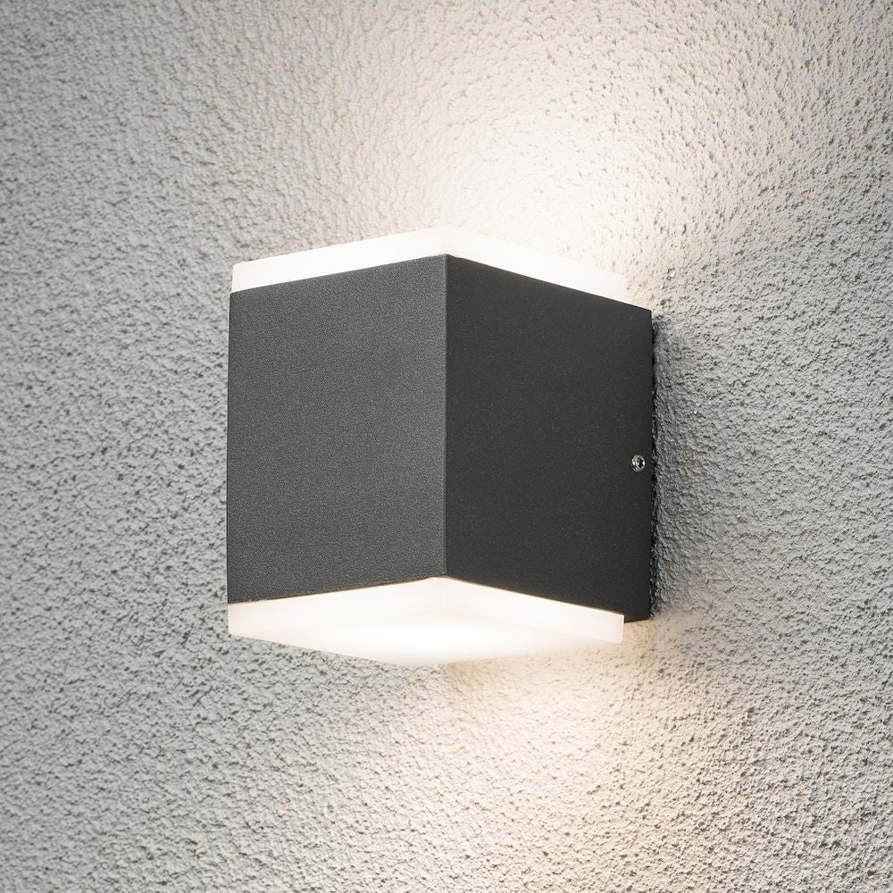 Konstsmide Aussenwandleuchte – 1100 lm, 12 W, Warmweiss, 3000 K, IP54, Netzbetrieb, Anthrazit, Aluminium