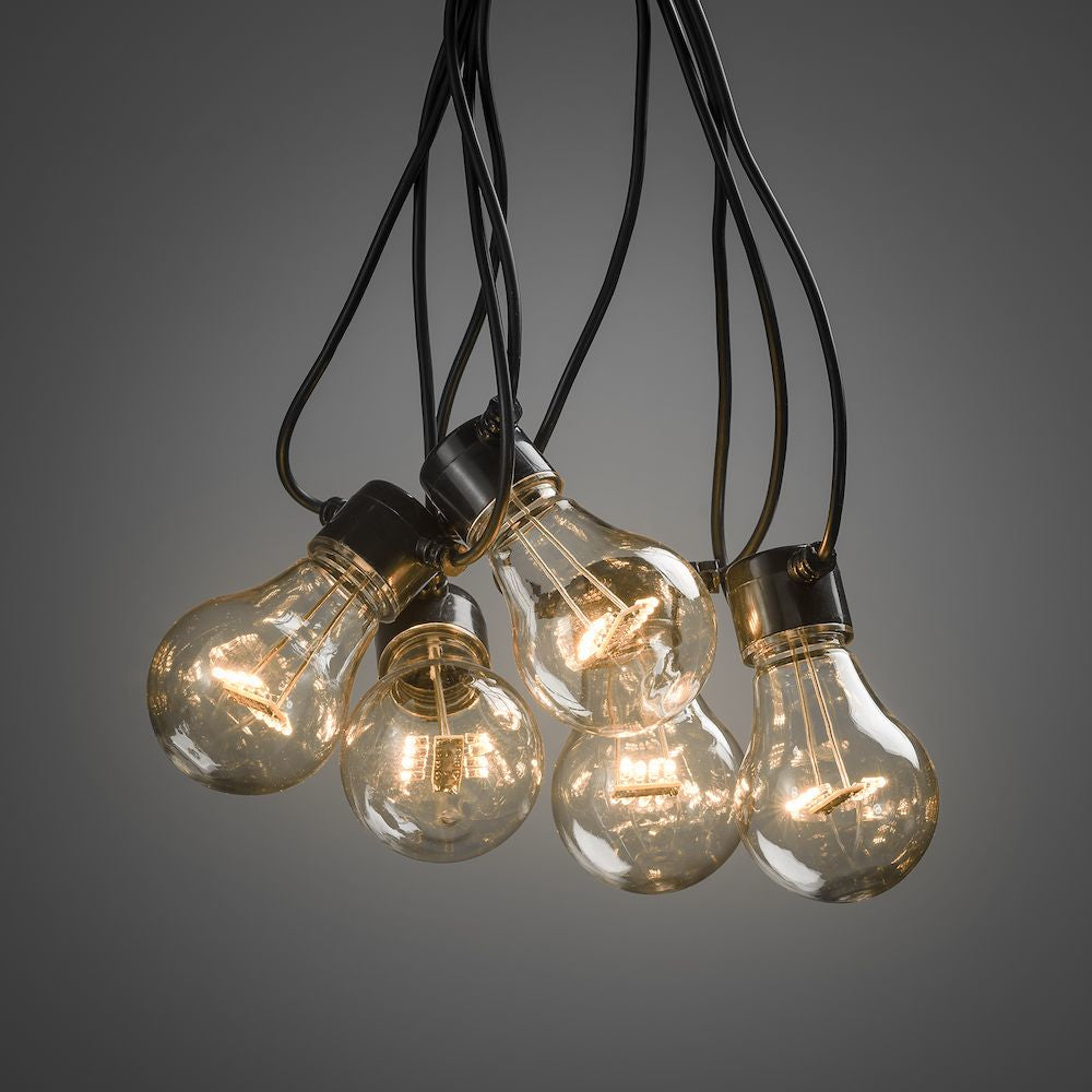Konstsmide Lichterkette 2372-800 – 2 m – 5 LEDs – Warmweiss – Akkubetrieb, dimmbar, Timer 6 h – Schwarz