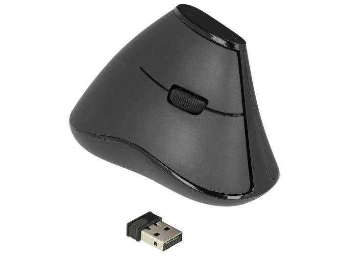 DeLOCK 12622 – Vertikale Maus – Kabellos (2,4 GHz), Rechts, Schwarz