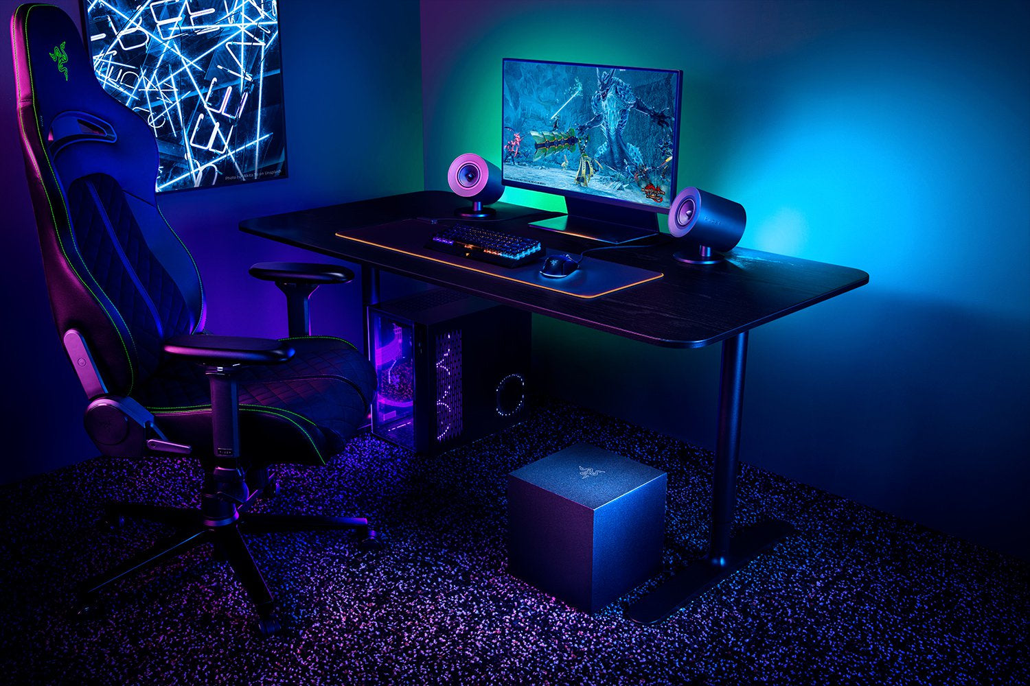 Razer Nommo V2 – PC-Lautsprecher-Set – 2.1, mit Subwoofer, Bluetooth 5.3, USB-A, Schwarz