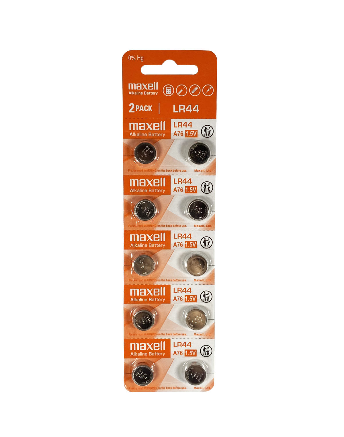 Maxell Knopfzellen LR44, Alkaline, 1,5 V – 10 Stk.